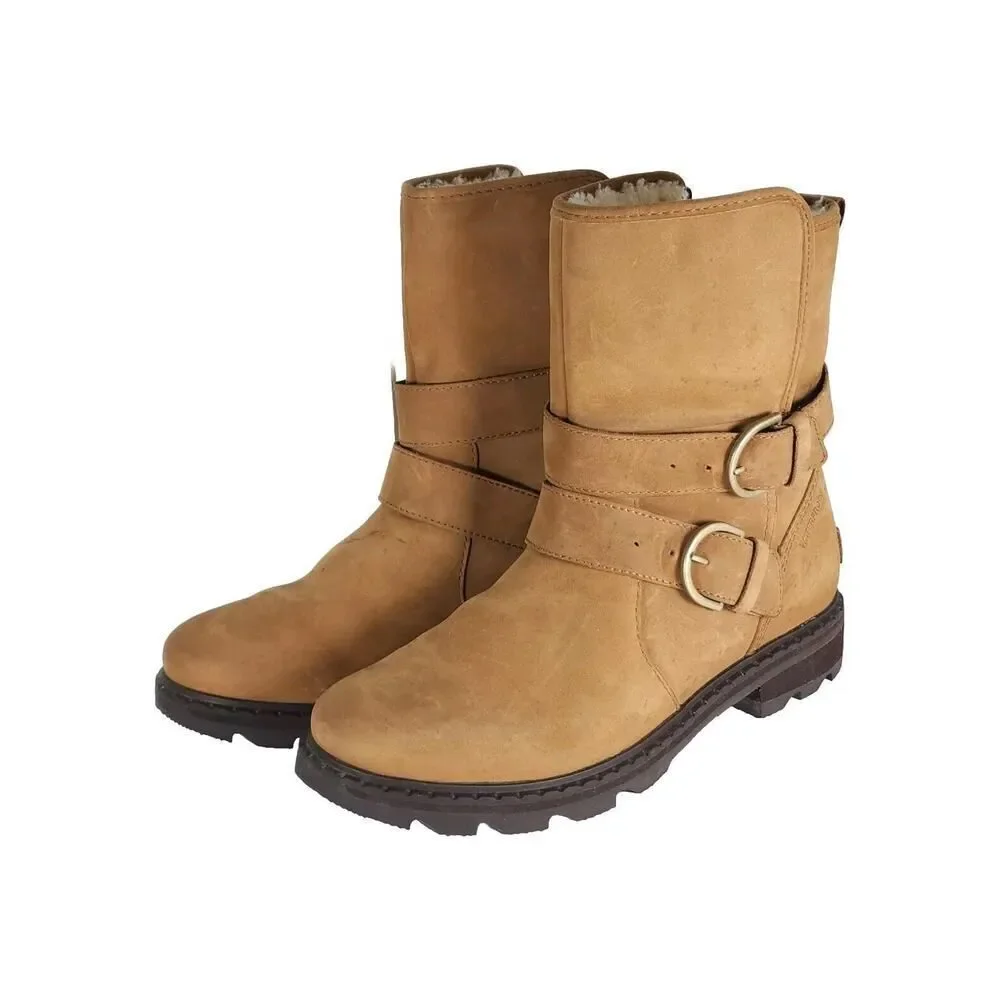 SOREL Women's Lennox US 10 Chestnut Suede Waterproof Shearling Lined Moto Boots